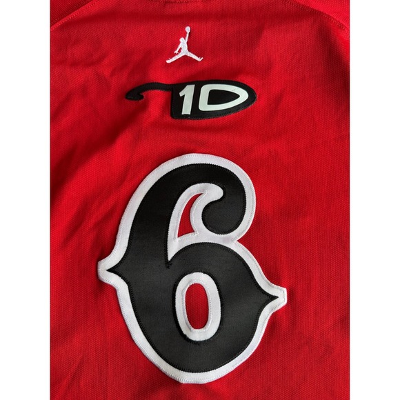 Jordan Team Bibby Men's XL Red Dri-FIT Basketball Jersey Shirt Short Sleeve #6 - Picture 12 of 14